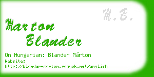 marton blander business card